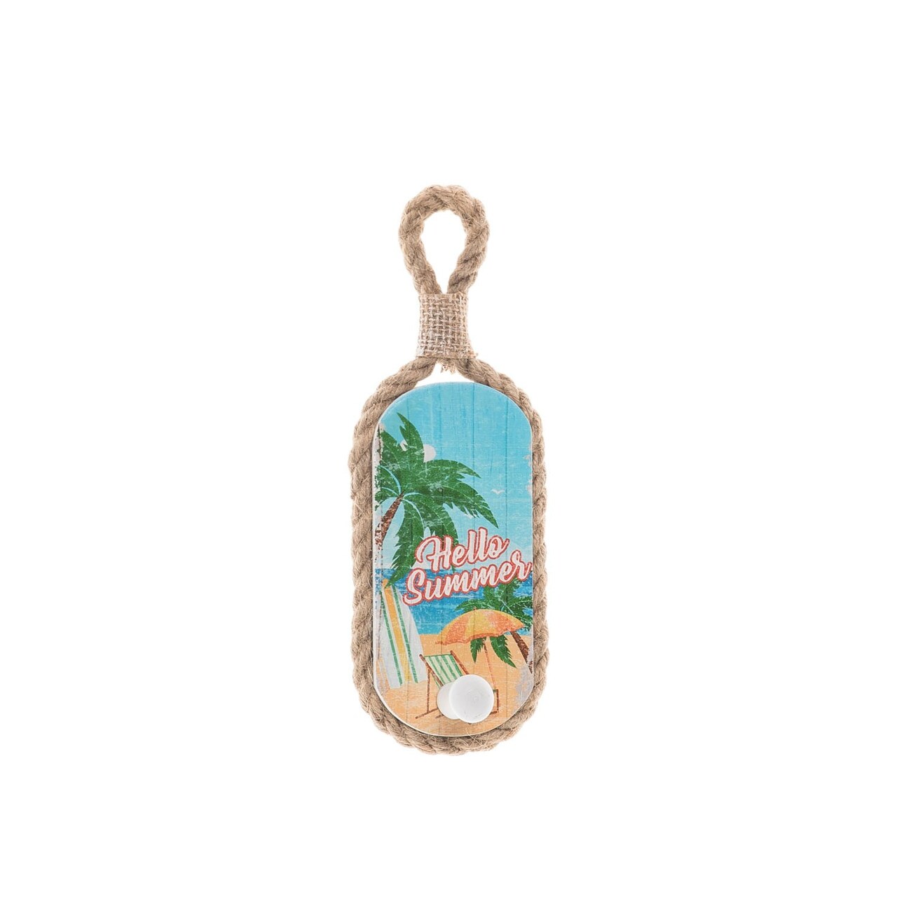 Hello Summer Single Wall Coat Hook Wood Composite Flax Home Decor Beach Chair Umbrella Coastal 8.07" x 2.76" x 1.97"
